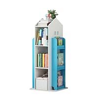 Neo House Shaped 360° Rotating Kids' Children's Freestanding Bookshelf Bookcase 10 Shelf Shelve Space\u2011Saving Design (Blue)