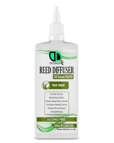 Tea Tree Reed Diffuser Oil Base Refill – Alcohol-Free, Eco-Friendly, Aromatherapy Essential Oil, Long-Lasting Home Fragrance (100ml Nozel)