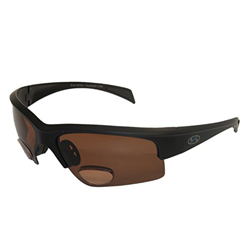 BluWater Polarized Bifocal Sunglasses with 2.0 Maginification, Matte Black Frame/Brown Lenses, One Unit
