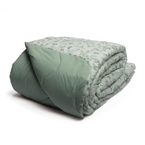 Foppapedretti Notte & Natura Trapunta letto una piazza e mezza, Foglie Salvia, rivestimento 100% cotone Percalle, Made in Italy