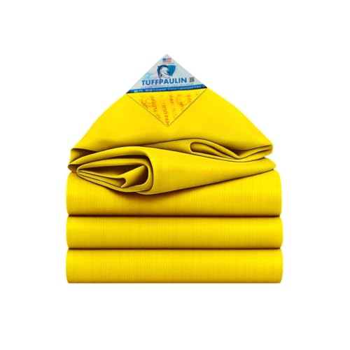 Image of Tuffpaulin 24FT X 12FT 120 GSM Yellow Tarpaulin Sheet | Waterproof Tirpal | Tarpaulin Tirpal Tadpatri Tharpai Thadika Mulching Sheet, UV Resistant, Waterproof, 6 Layer 3D Rib Technology, Tarp