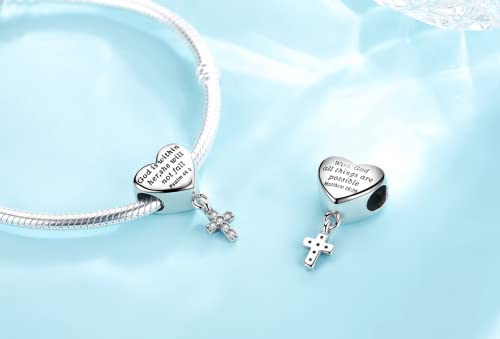 Cross Charm Fit Pandora Charms Bracelet Love Heart Christian Bible Verse Charms Prayer Faith Religious Jewelry Gifts for Women4