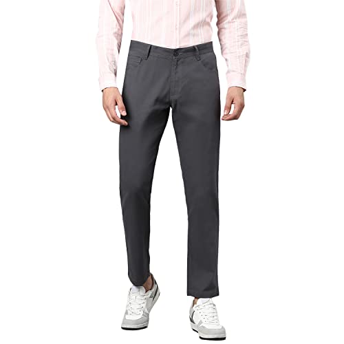 Image of Hubberholme Men's Tapered Fit Cotton Trousers, Ankle Length Button Closure Chinos