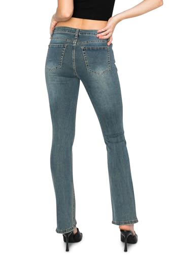 KHAKI & BLUE Women's Low Rise Classic Tight Upper Leg Bootcut Jeans3