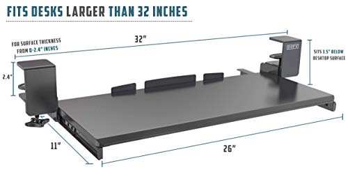 Clamp On Keyboard Tray Under Desk Storage - Ergonomic Desk Drawer Computer Keyboard Stand Under Desk Drawer - Under Desk Keyboard Tray Desk Extender - Office Keyboard Drawer Keyboard Stand for Desk