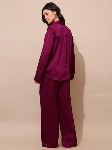Image of PURVAJA Women's Full Sleeve Shirt & Trouser Solid Co-ords
