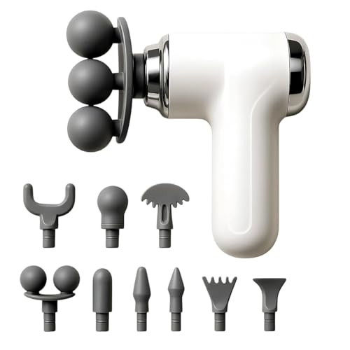Image of 3-Head Electric Massage Gun for Pain Relief | 8 Attachments | Deep Tissue Massager for Neck, Back, Legs & Full Body | High-Power Motor | Rechargeable Handheld Massager