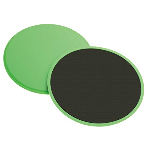 Core Exercise Sliders Dual Sided Strength Gliding Discs 2 Pack Abdominal Training Pad for Carpet Wood Tile Floors (Green)