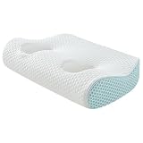 Bemonew Almohada para Piercing de Oreja - Almohada ergonómica de Espuma viscoelástica con Orificios para Auriculares para Personas Que Duermen de Lado, Color Blanco