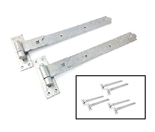 Gate Hinges Straight 400mm 16" 6 Galvenised Heavy Duty Hook and Band Hinges