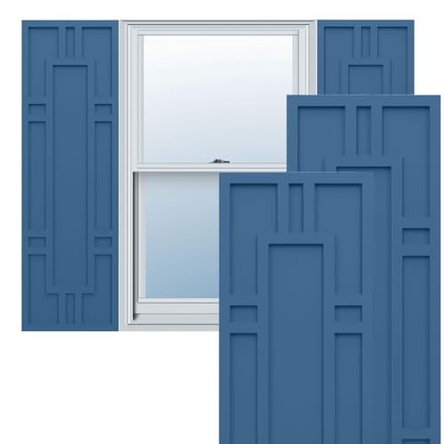 12"W x 44"H True Fit PVC Hastings Fixed Mount Shutters, Sojourn Blue (Per Pair - Hardware Not Included)