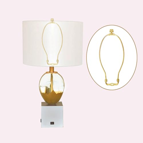 Image of GY & CK 9 Inch Lamp Shade Harp for Table and Floor Lamps, Heavy Duty Lamp Shade Bracket with Standard Harp Saddle and Lamp Finial, Detachable Lamp Shade Holder and Finial Set, Brass, 2 Pack