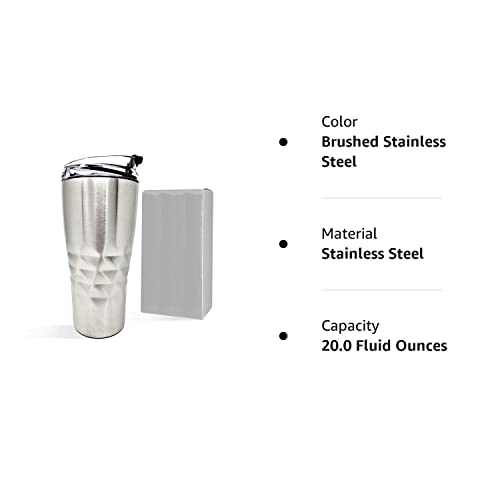 Primula Peak Hot Or Cold Thermal Tumbler - Triple Layer Copper Technology, 20 Ounce, Brushed Stainless Steel #TOP7