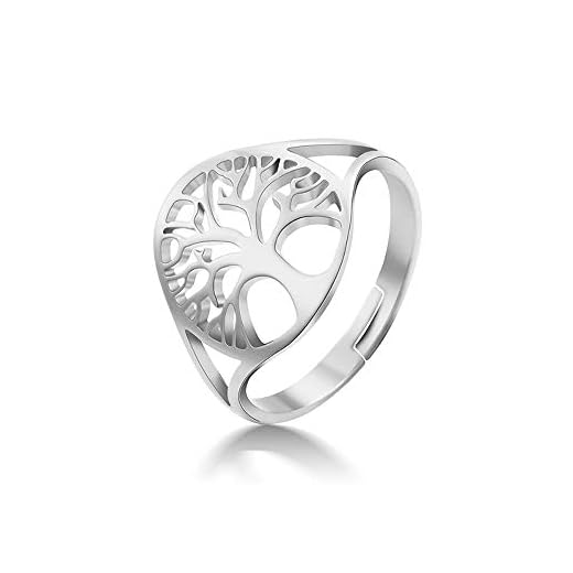 24 JOYAS Anillo Árbol de la Vida Ajustable para Mujer. Alianza redimensionable con Significado Familiar y Regalo romántico para Mujer (Plateado)
