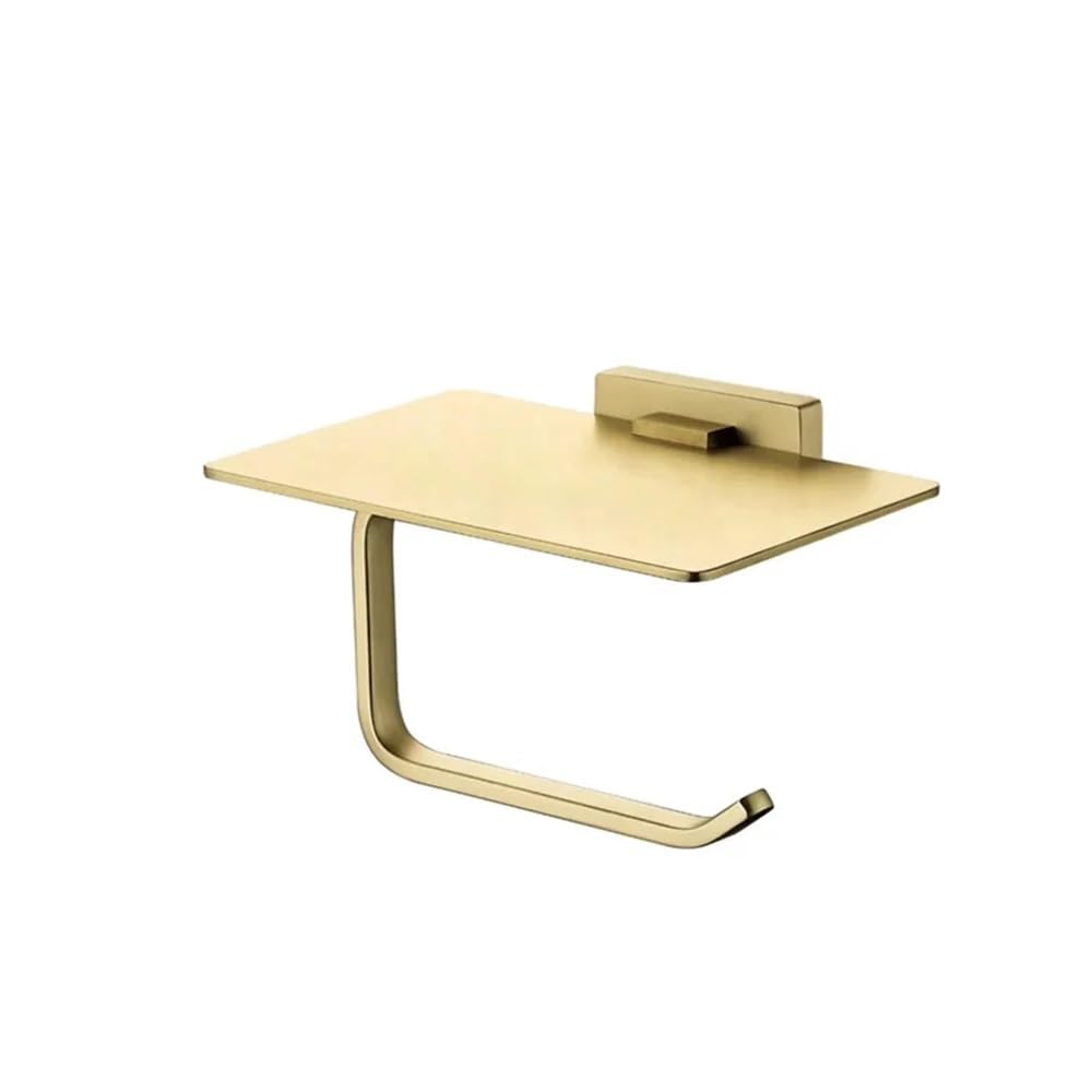 CMBSSTFC Portarrollos de Papel montado en la Pared, Gris Bronce, Oro Rosa, para Caja de Inodoro, teléfono, latón, Cobre, Almacenamiento de WC, portarrollos (Oro Cepillado)