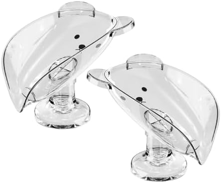 Amosfun 2pcs Suction Cup Soap Holder for Shower Self-Draining Soap Dish with Slanted Tray Anti-Slip Bathroom Holder for Bar Sponges Kitchen Sink Storage image 4