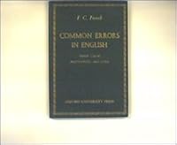 Common errors in English;: Their cause, prevention and cure B0007JP5FE Book Cover
