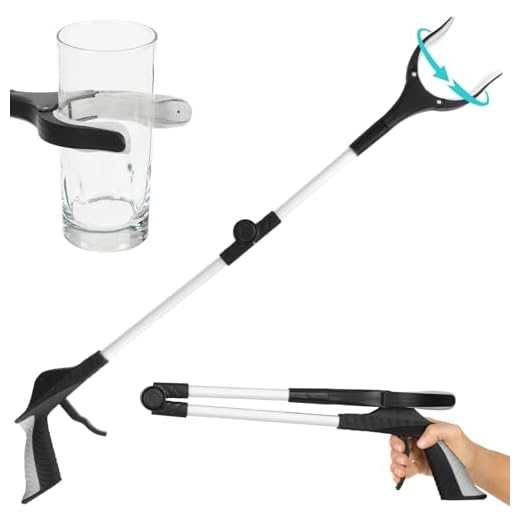 Vive Folding Reacher Grabber 32 Inch - Extra Reach Extender, Heavy Duty Mobility Grip Hand Aid - Extra Long Handled Shelf Tool, Trash Litter Picker, Garbage Garden Nabber Handle, Disabled Handicap Arm