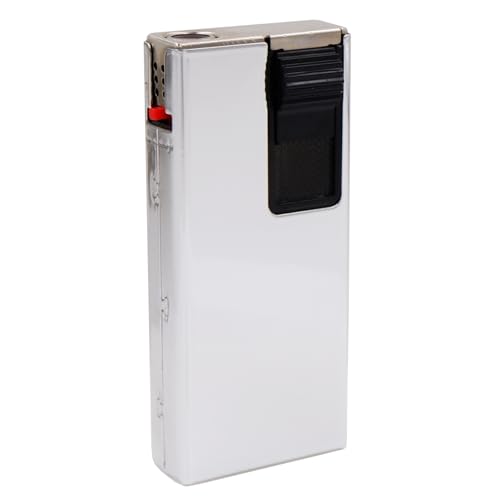 Image of Windproof Jet Flame Refillable Slide Button Cigarette Lighter Pocket Lighter (Silver)