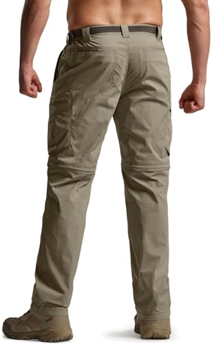 Image of CQR Men's Convertible Cargo Tactical Pants, Water Resistant Outdoor Hiking Pants, Zip Off Lightweight Stretch Work Pants
