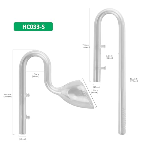 Image of 13mm Aquarium Glass Lily Pipe with Inflow, Outflow and Brush & 6 Suction Cups for 1 /2 inch ID (12 /16mm) Tubing