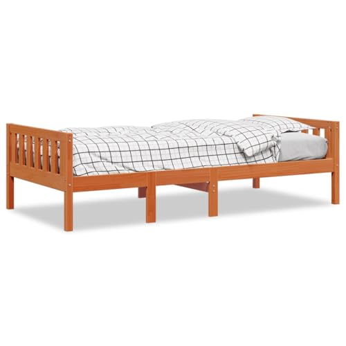 Mhdvray Cama infantil de 75 x 190 cm, de pino macizo, cama individual con somier de láminas, capacidad de carga de 100 kg, para habitación infantil, habitación de invitados