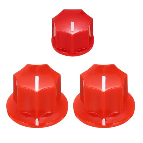 sourcing map Guitar Effect Pedal Knob Set, 5/8" 13/32" Plastic Brass Insert Electric Guitar Knobs for Amplifier Guitar Bass Volume Control,Red