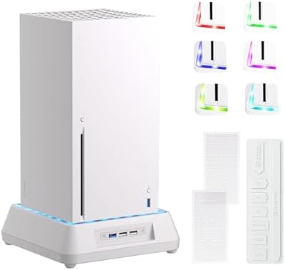 Lüfter für Xbox-Serie X, Mviioe Xbox-Serie X, Kühlständer mit LED-Anzeige, extra großer Turbo-Lüfter, USB 2.0-Anschlüsse, Staubschutzfilter (nur kompatibel mit Xbox-Serie x) (weiß)