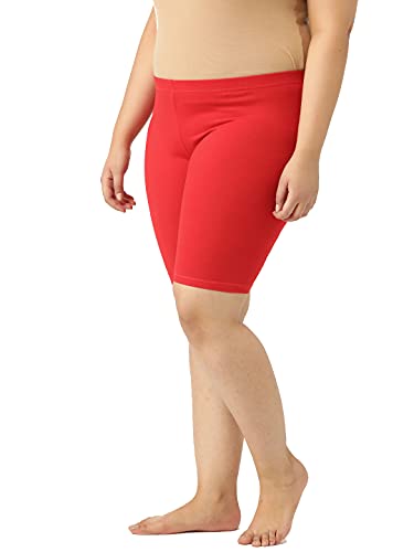 Image of LEADING LADY Women's Solid Cotton Mid Rise Shorts | Skinny fit Short for Workout, Yoga, Gym & Running Shorties (Pack of 3)
