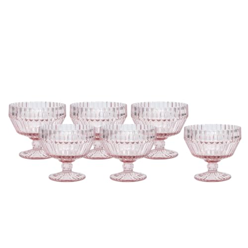 Fortessa Archie Glass Footed Dessert Bowl, 10 Ounce, Pink