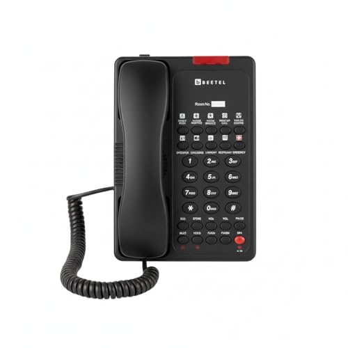 Image of Beetel H95 Hotel Landline Phone,Two way Speaker phone,In use,Ringer & Hold LED,10 Programmable Guest Keys and Flash timing,SOS Function,Hearing Aid Function,Desktop /Wall Mountable,8 Speed Dial (Black)