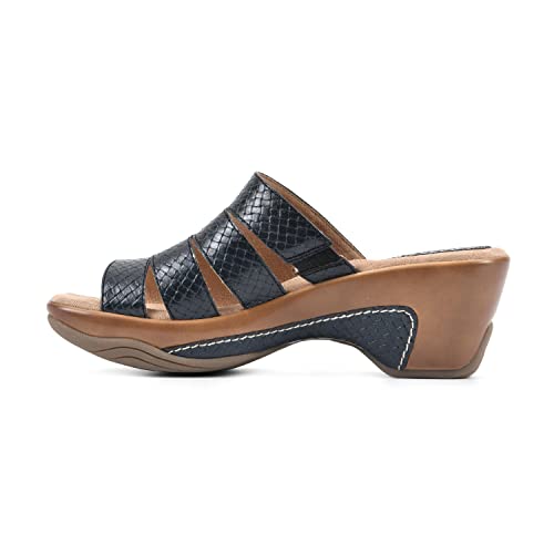 WHITE MOUNTAIN Women's Valora Strappy Clog Sandal, Black/Met/Woven, 10 W by WHITE MOUNTAIN - Used condition - Image 4
