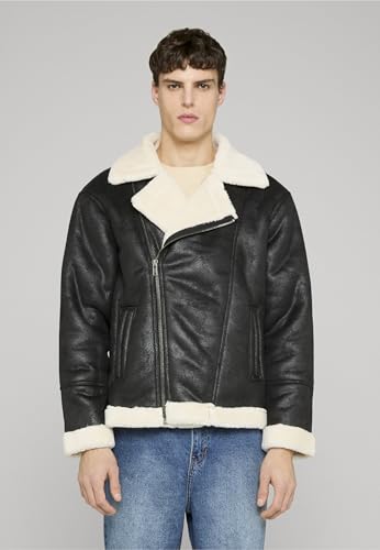 Urban Classics Shearling Biker Jacket avec doublure contrastée et zip motard