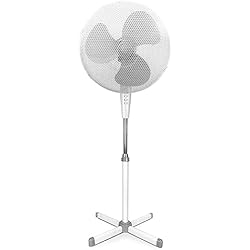 TIENDA EURASIA® Ventilador de Pie 45W - 3 Velocidades - Oscilación 90º - Inclinación 10º - Ø400 x 1300 mm (Ventilador de Pie Blanco)