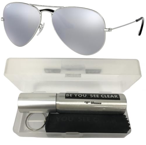 Ray-Ban RB3025 Sunglasses Bundle: RB 3025 AVIATOR LARGE METAL 019/W3 Matte Silver and Eyewear Cleaning Kit2