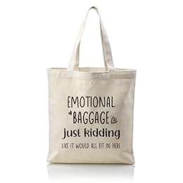 WDSXWH Emotional Baggage Canvas Tote, Reusable Cloth Cotton Tote Bags, Funny Casual Tote for Grocery, Shopping, Beach & Daily Use, Birthday Gift Idea, Mom Life Bag