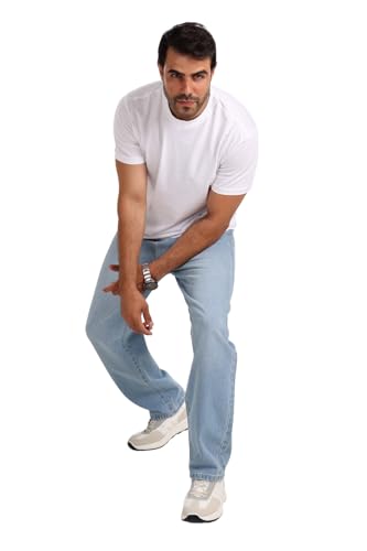 بنطلون جينز بأرجل واسعة للرجال - (لون أزرق فاتح، مقاس 38)