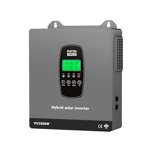 DATOUBOSS Inverter Ibrido Solare 1800W 12V Onda Pura, Inverter Fotovoltaico 12V a 230V AC con Regolatore MPPT, Compatibile Batterie Piombo e Litio LiFePO4, per Camper, Casa, Off Grid, Emergenza
