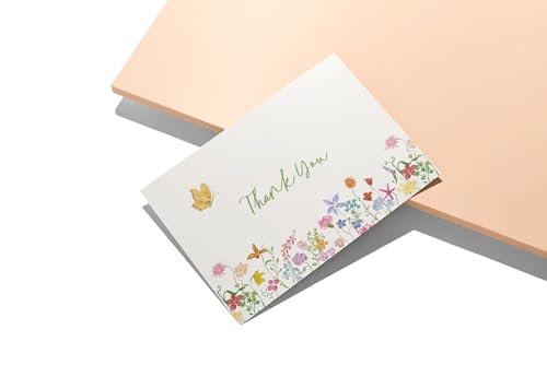 Image of Twigs Paper Floral Thank You Cards, 12 Blank Note Cards with Envelopes
