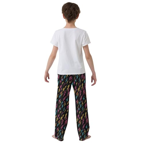 Boys' Pants Colorful Lightning Bolts Long Bottoms Jogger Pants Elastic Waist Trousers with Pockets S-XL3