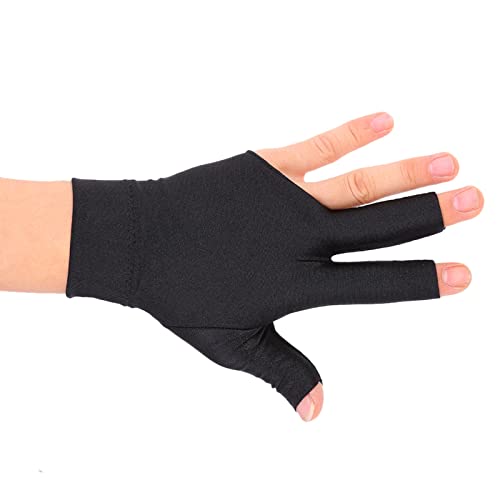 Gant Billard Main Gauche, Gants Snooker Cue Shooter, Gants De Billard à 3 Doigts, Gants De Queue De Billard, Gants En Spandex Noir Gant De Piscine Accessoires De Billard Pour Homme Femme Cover