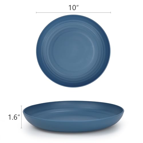 Image of Homienly Dinner Plates Set, Alternative to Plastic Plates,Wheat Straw Plate Set of 8,Lightweight Microwave and Dishwasher Safe Plate,Unbreakable Salad Plates for Kitchen, Camping (Blue,10 inch)