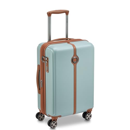 Image of DELSEY PARIS Bianca 55 cms Small Cabin ABS /Polycarbonate Hard Sided 8 Wheels and Expandable Spinner Suitcase /Trolley Bag for Travel with TSA Lock- Sage Green