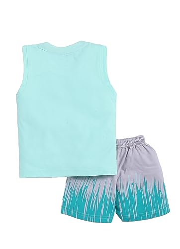 Image of CUTOPIES Boys & Girls Steel Grey Sleeveless T-shirt and Shorts Set (Pack of 1) Baby Boys' Clothing Sets