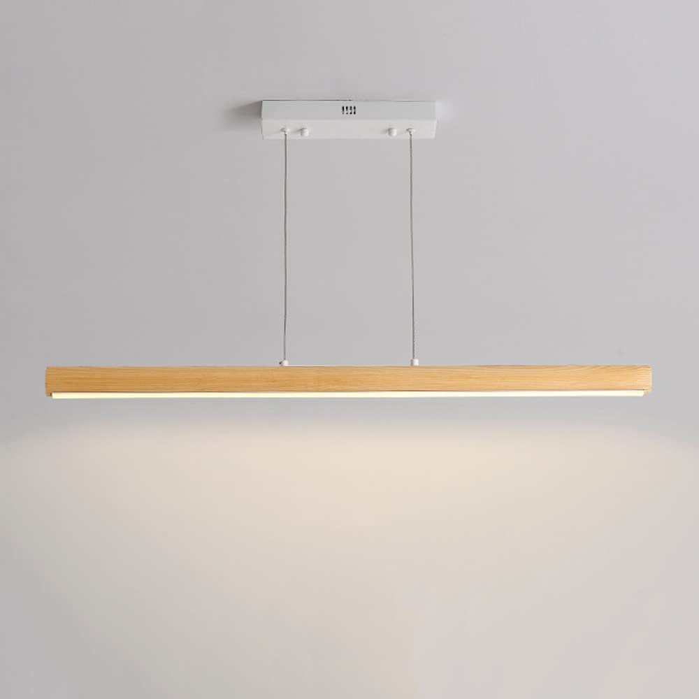 Drewniana lampa wisząca LED Oprawa sufitowa do wyspy kuchennej, liniowy żyrandol z 3 trybami kolorów Lampa wisząca, oświetlenie stołu w jadalni Bar Restauracja Lampy wiszące interesting