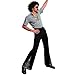 BONGZUO Mens 6Pcs 70s Disco Costume Outfits Short Sleeve Retro Shirt With Bell Bottom Pants(Z3796WH,XL)