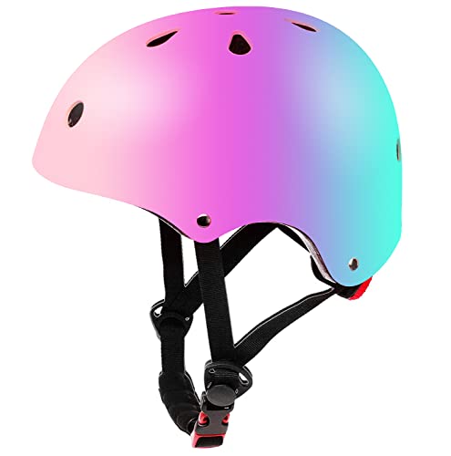 Kids Helmet, Color Gradient Skateboard Helmet for 3-5-8-14 Years Kids Girls Boys Youth Bike Helmet for Cycling Scooter Roller Skate Bicycle Rollerblading Skating