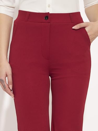 Image of Vogaan Women High Rise High Waist Trousers Flared Korean Style Formal Pants| Elegant Workwear for Office, College & Events