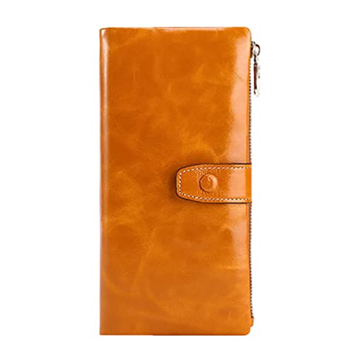 Carteira de couro legítimo TENDYCOCO com vários compartimentos para cartões, marrom dobrável