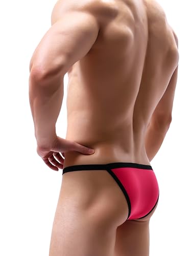La Mejor Recopilación de Slips para Hombre . 49 iKingsky Calzoncillos Atrevidos de Algodón para Hombre Slips Ropa Interior Sexy de Tiro Bajo (L, Rojo)